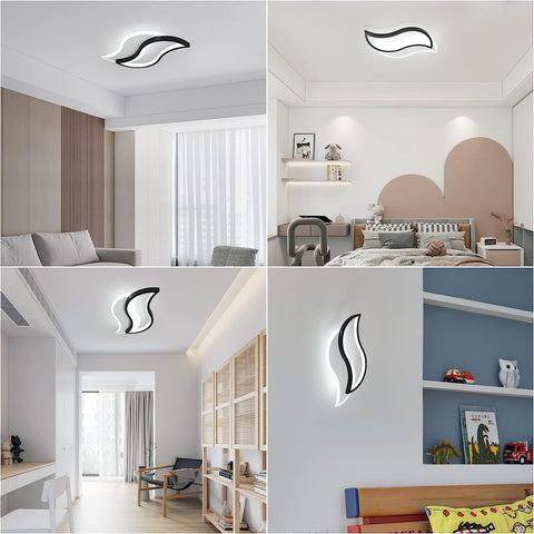Modernes Design, LED-Deckenleuchte, kreative Blattform, 6000 K, Kaltweiß, Deckenlampe für Wohnzimmer, Schlafzimmer, Esszimmer, Büro, Weiß 