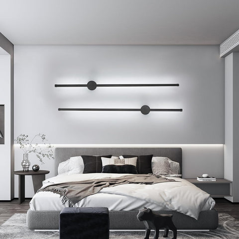 Wandlamp voor binnen, led-wandlamp 360° draaibaar 6500K koel wit, moderne zwarte wandlamp voor slaapkamer woonkamer eetkamer hal trap 100cm