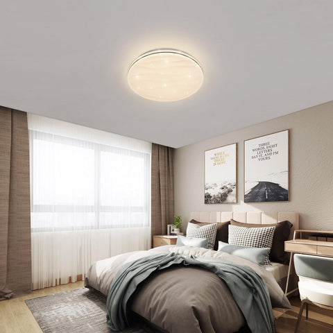 Lámpara de techo LED estrellada, lámpara de techo de 24 W para dormitorio infantil, blanco neutro 4000 K, lámpara de techo LED moderna redonda para cocina, pasillo, dormitorio, baño