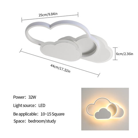Lámpara de techo LED, iluminación de techo para decoración del hogar, lámpara de acrílico blanca de 36 W, lámpara de techo en forma de nube para dormitorio, sala de estar, comedor, luz cálida de 3000 K
