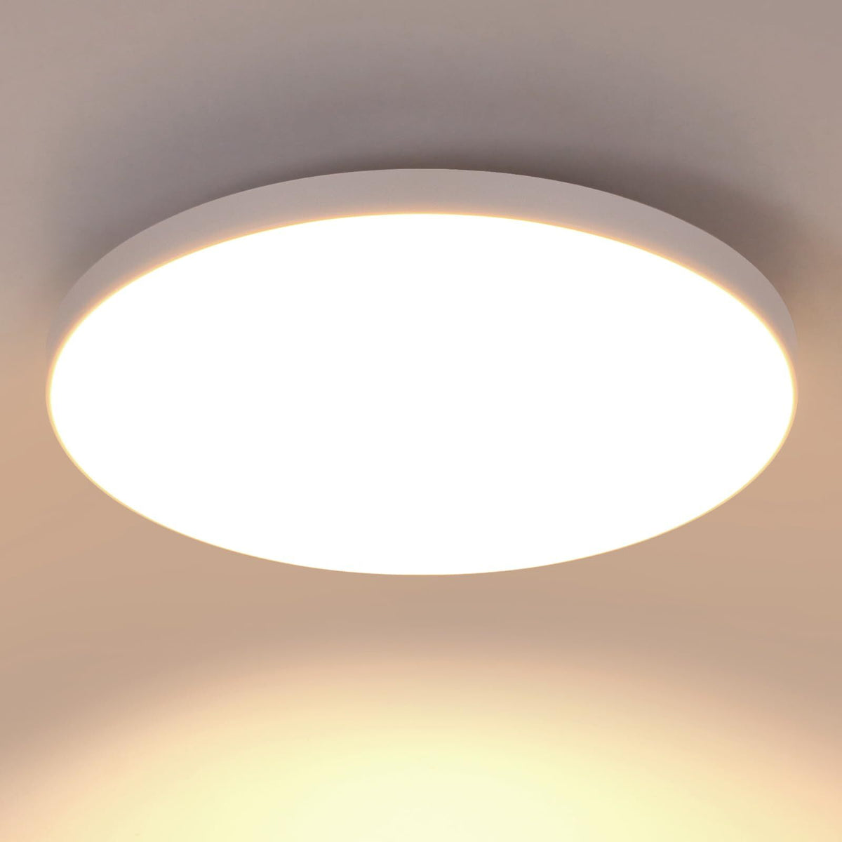 LED-Deckenleuchte, weiß, rund, 27 x 5 cm, 24 W, 3000 K warmweißes Licht, ABS, dreifacher Schutz für Schlafzimmer, Balkon