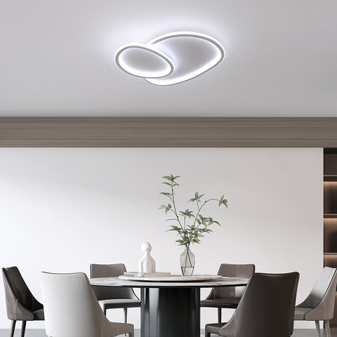 Moderna lámpara de techo LED regulable en forma de guijarro - blanca, 50*45,5*6,5 cm, con mando a distancia, tres colores de luz, 220 V - para salón, dormitorio