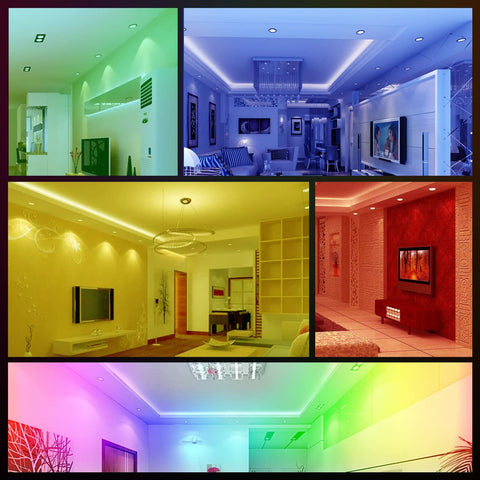 Juego de 6 focos LED empotrables RGB ajustables con cambio de color, 5 W (equivalente a 50 W), blanco cálido 2700 K, luz de techo empotrable redonda de metal blanco con control remoto regulable