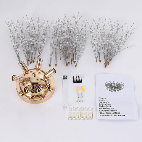 LED-plafondlamp Kristallen kroonluchter Moderne K9 kristallen hanglamp Plafondlamp Verstelbare kleurtemperatuur 3000K/4500K/6500K 6 G9 Plafondlamp Goud