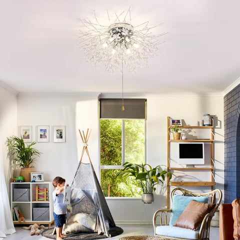 Plafonnier LED Cristal, Lustres de Feu d'Artifice Modernes, Luminaire Plafonnier Dimmable