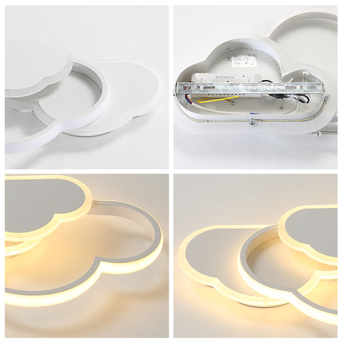 Lámpara de techo LED, iluminación de techo para decoración del hogar, lámpara de acrílico blanca de 36 W, lámpara de techo en forma de nube para dormitorio, sala de estar, comedor, luz cálida de 3000 K