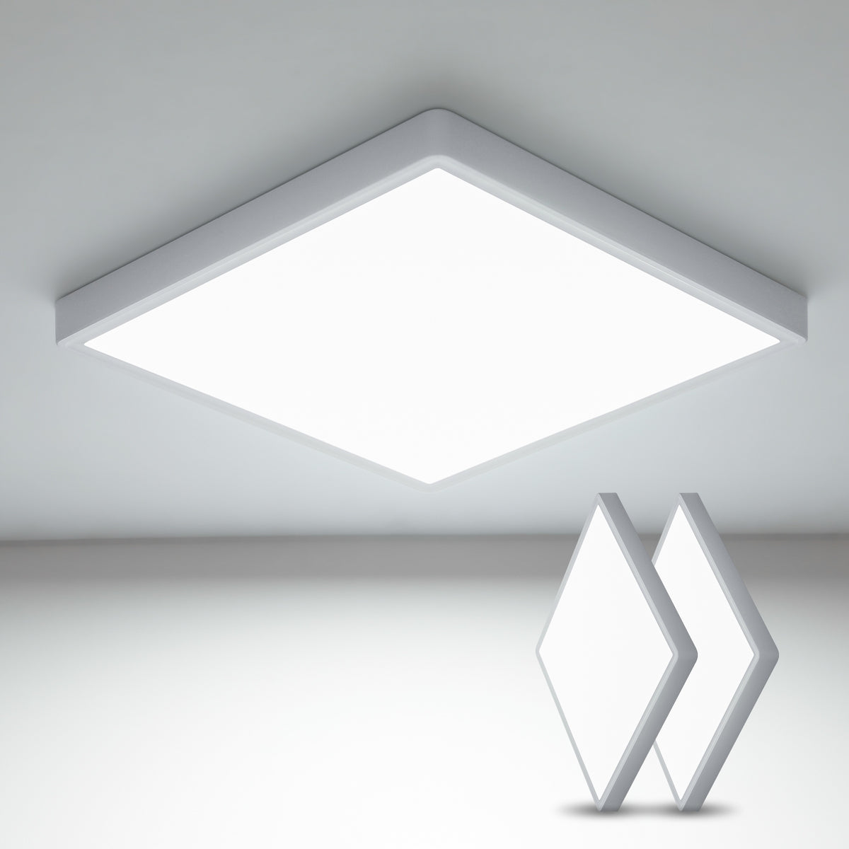 2 stuks ultradunne LED-plafondlamp, wit vierkant * 30 cm, 36 W 6500 K koel wit licht, ABS, drievoudige bescherming voor slaapkamer badkamer