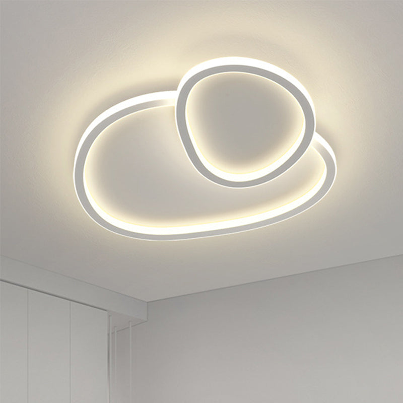 Moderne dimbare LED-plafondlamp in kiezelvorm - Wit, 50*45,5*6,5cm, met afstandsbediening, drie lichtkleuren, 220V - voor woonkamer, slaapkamer