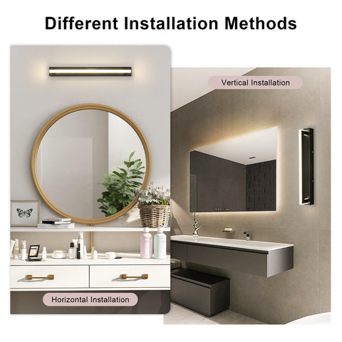 42 cm schwarze LED-Wandleuchte aus Acryl – 9 W Spiegelbeleuchtung, 4500 K neutrales Licht, 220 V, flimmerfrei, vielseitige Installation