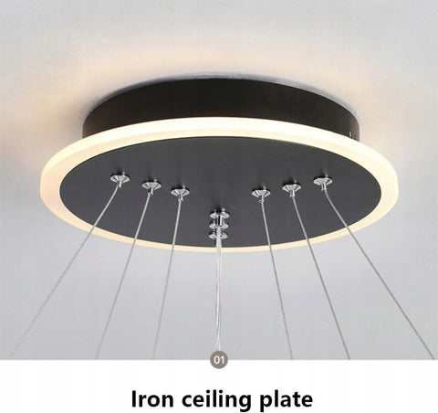 Moderne en eenvoudige LED-kroonluchter, zwarte dubbele hanglamp met afstandsbediening, dimbaar 3000-6000K Lichtdecoratie Kan gebruikt worden voor verlichting