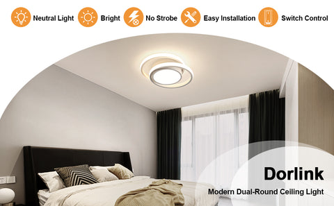 Lámpara de techo LED, lámpara de techo redonda de 32 W, lámpara de techo moderna para pasillo, dormitorio, cocina, sala de estar, blanco frío 4000 K