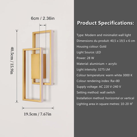 Aplique LED Dorado Cruzado 28W