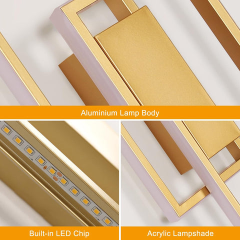 Aplique LED Dorado Cruzado 28W