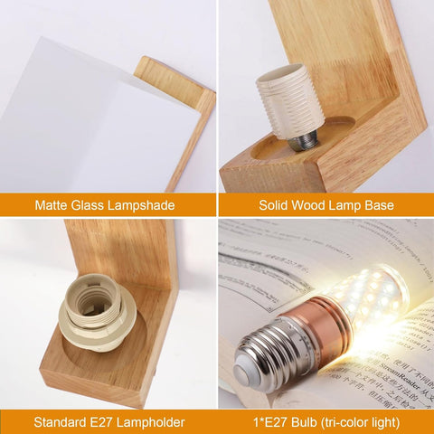 Aplique de Pared Vintage de Madera y Cristal – Lámpara Interior E27