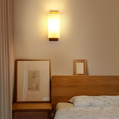 Aplique de Pared Vintage de Madera y Cristal – Lámpara Interior E27
