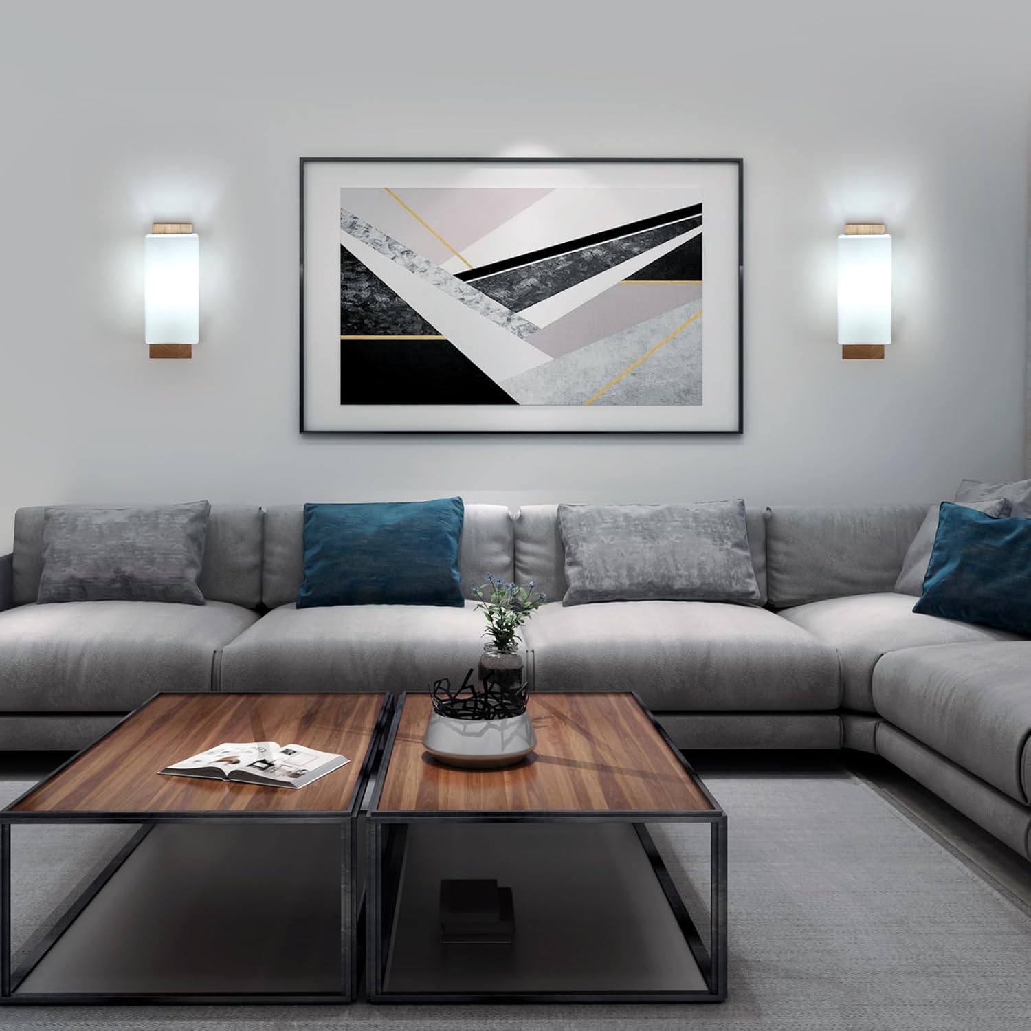 Aplique de Pared Vintage de Madera y Cristal – Lámpara Interior E27