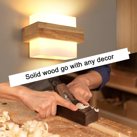 Houten Binnenwandlamp E27 met 12W Driekleurige Lamp