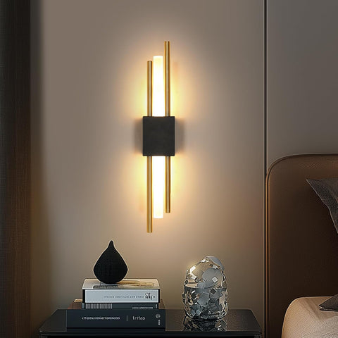 Aplique de Pared LED Interior Negro y Dorado 40CM 10W 3000K Luz Cálida