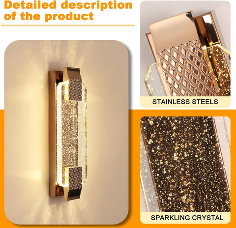 LED Wandleuchte Crystal Gold 12W