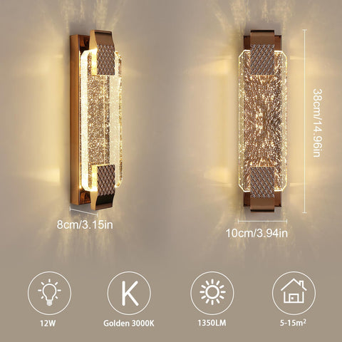 LED Wandleuchte Crystal Gold 12W