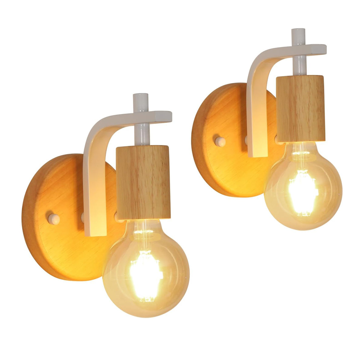 Apliques de Pared de Madera para Interiores, Juego de 2 (Sin Bombillas)