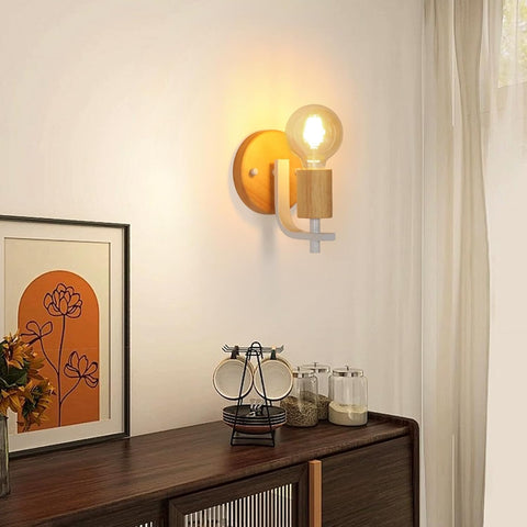 Apliques de Pared de Madera para Interiores, Juego de 2 (Sin Bombillas)