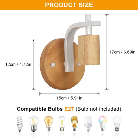 Apliques de Pared de Madera para Interiores, Juego de 2 (Sin Bombillas)