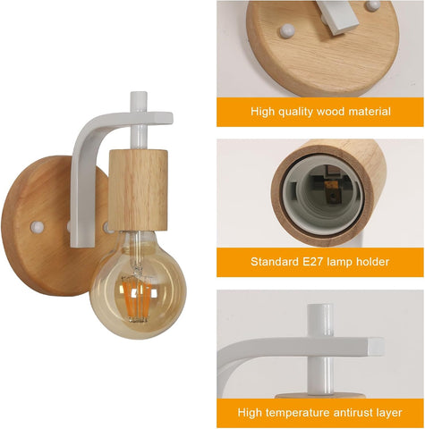 Apliques de Pared de Madera para Interiores, Juego de 2 (Sin Bombillas)