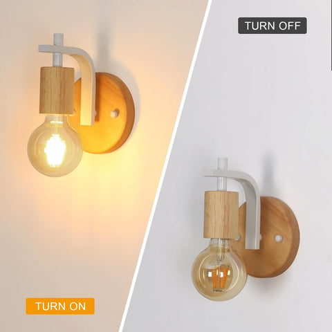 Apliques de Pared de Madera para Interiores, Juego de 2 (Sin Bombillas)