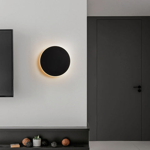 Luz de pared LED Interruptor táctil Iluminación interior para dormitorio Sala de estar Luz de escalera de noche redonda Decoración del hogar Accesorio de aluminio Negro