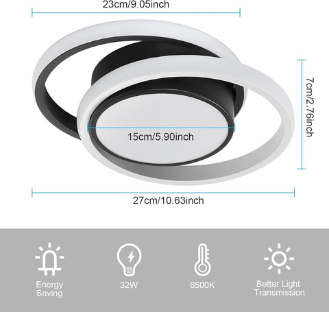 Moderne LED Plafondlamp met Dubbele Cirkel 32W