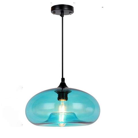 Moderne glazen hangende kleurrijke hanglamp voor woonkamer, bar, keuken, restaurant, café, eetkamer, Scandinavische huisverlichtingsarmaturen (blauwe kleur)