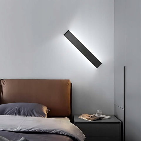 Aplique LED moderno en metal aluminio, Negro, 61 cm, Iluminación, Luz blanca, 18W, Lámpara para Salón Dormitorio