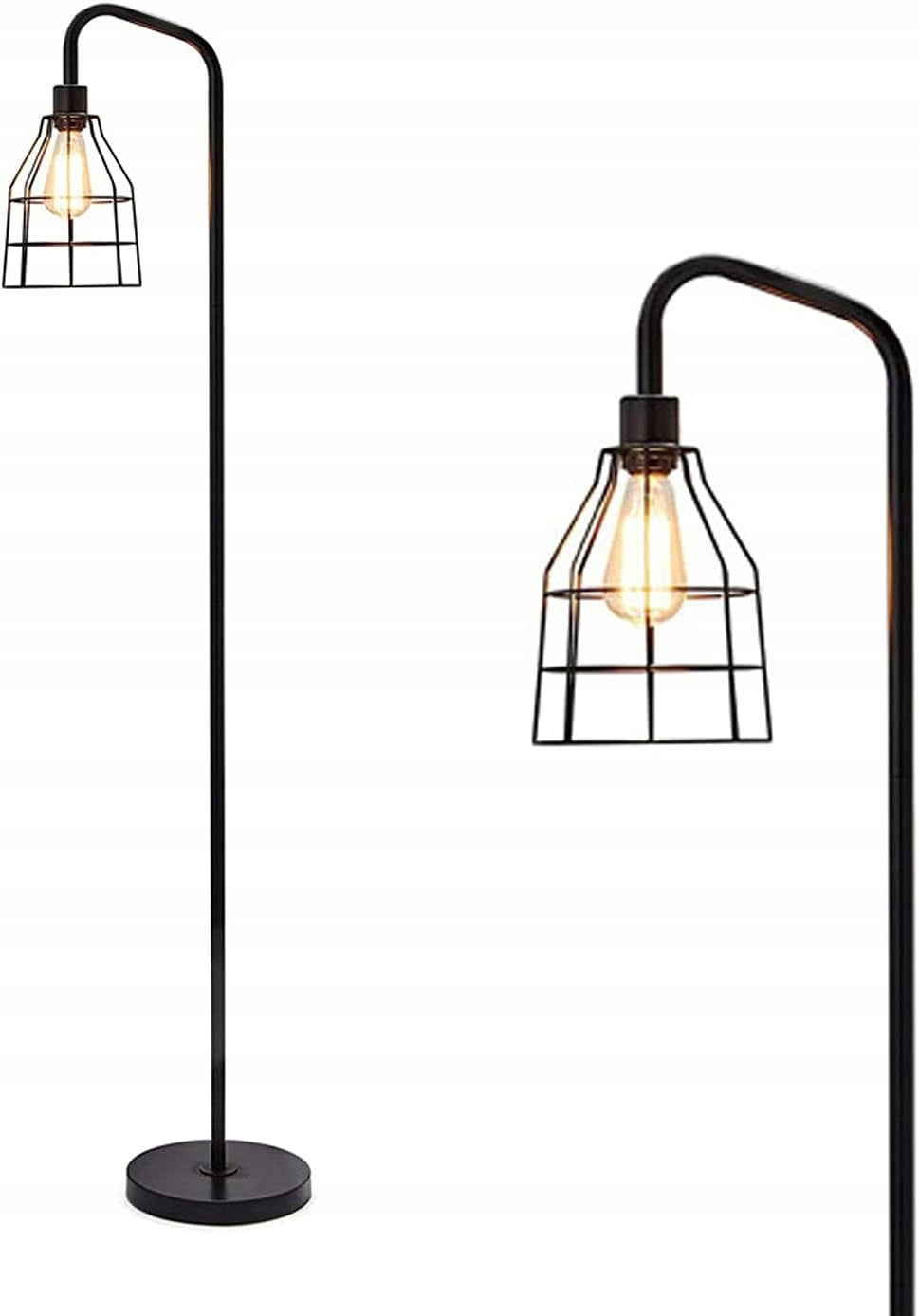 Lampa podłogowa, przemysłowa lampa podłogowa, lampa stojąca z żarówką LED o mocy 6W, gniazdo E26, włącznik nożny, nowoczesna lampa podłogowa do sypialni,