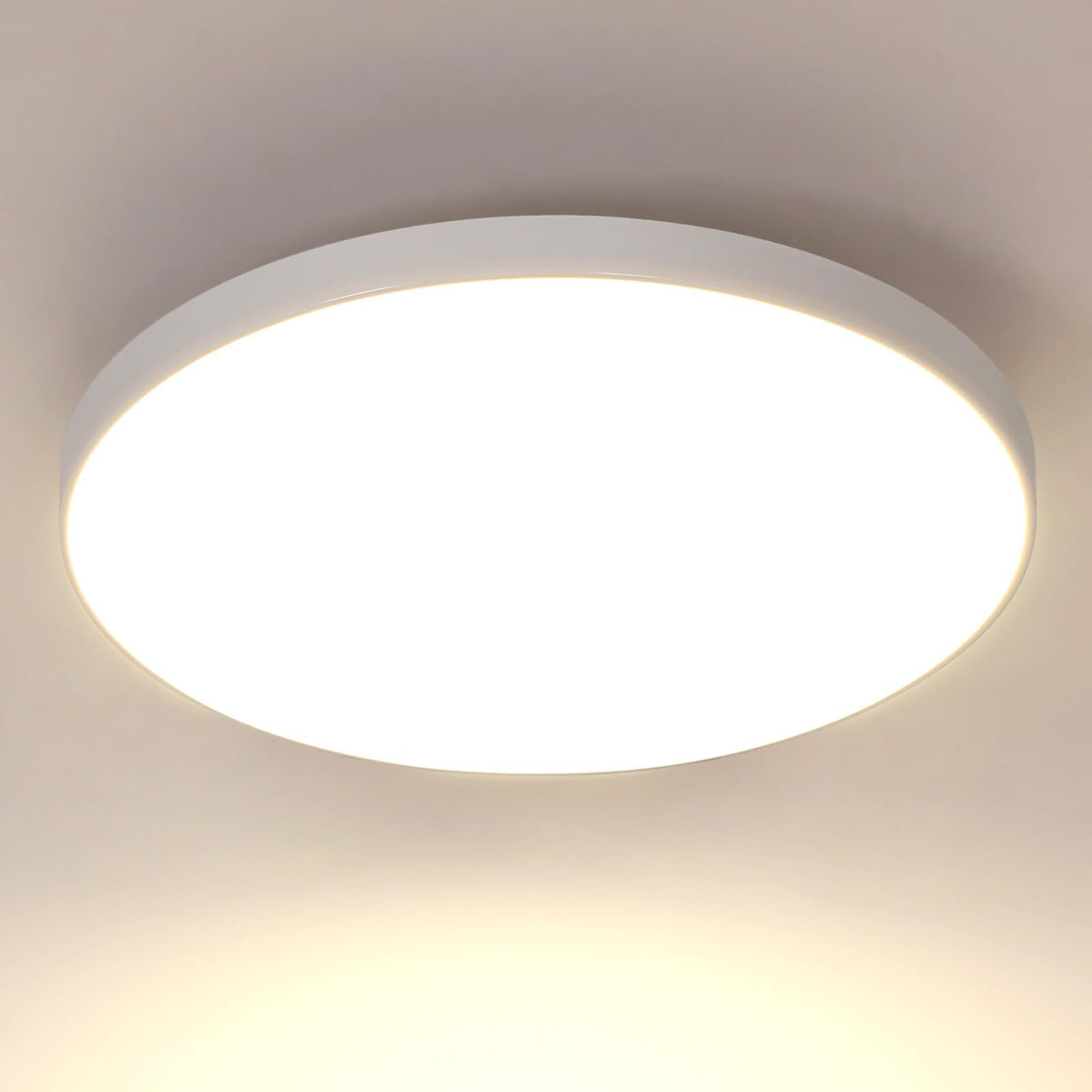 LED-Deckenleuchte, weiß, rund, 27 x 5 cm, 24 W, 4000 K neutralweißes Licht, ABS, dreifacher Schutz für Schlafzimmer, Balkon