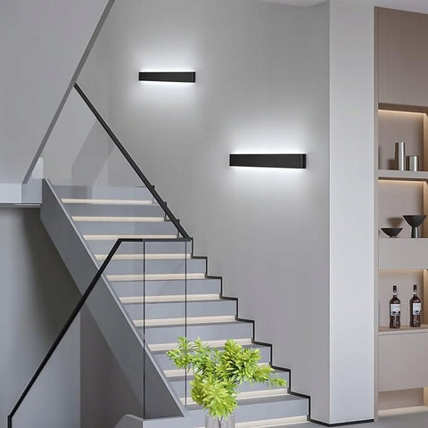 Aplique LED moderno en metal aluminio, Negro, 61 cm, Iluminación, Luz blanca, 18W, Lámpara para Salón Dormitorio