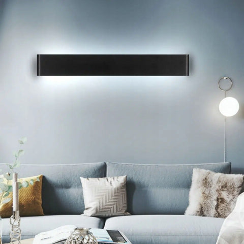 Aplique LED de moderno aluminio metálico Negro, 91 cm, Iluminación, Luz blanca, 30W, para Salón