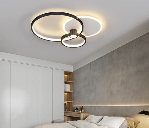 Lámpara de Techo Lámpara de Techo LED Redonda Regulable de Aluminio - Blanco y Negro, 55 * 46 * 8 CM, con Control Remoto - Ideal para Sala de Estar, Dormitorio, Pasillo