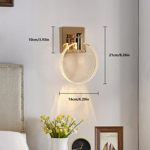 Nowoczesny kinkiet LED, złoty, akrylowy, trójkolorowe światło 3W, śr.16*wys.21cm
