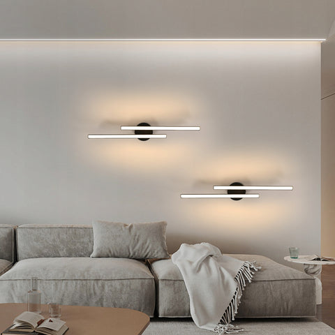 Tricolorowe lampy sufitowe LED z 2 prostymi równoległościami, czarne, 17W 58,5*10CM, aluminium, do salonu, sypialni