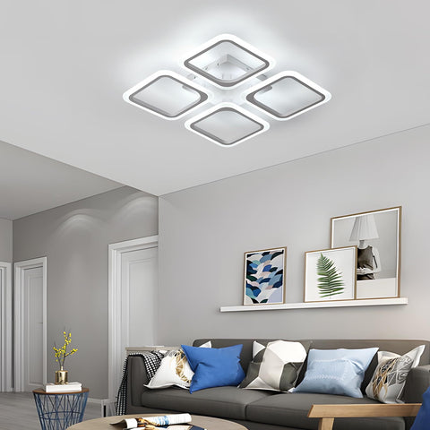 LED-Deckenleuchte, quadratisch, weiß * 4 Köpfe, Acryl, 46 W, 6500 K, kaltweißes Licht, für Wohnzimmer, Schlafzimmer