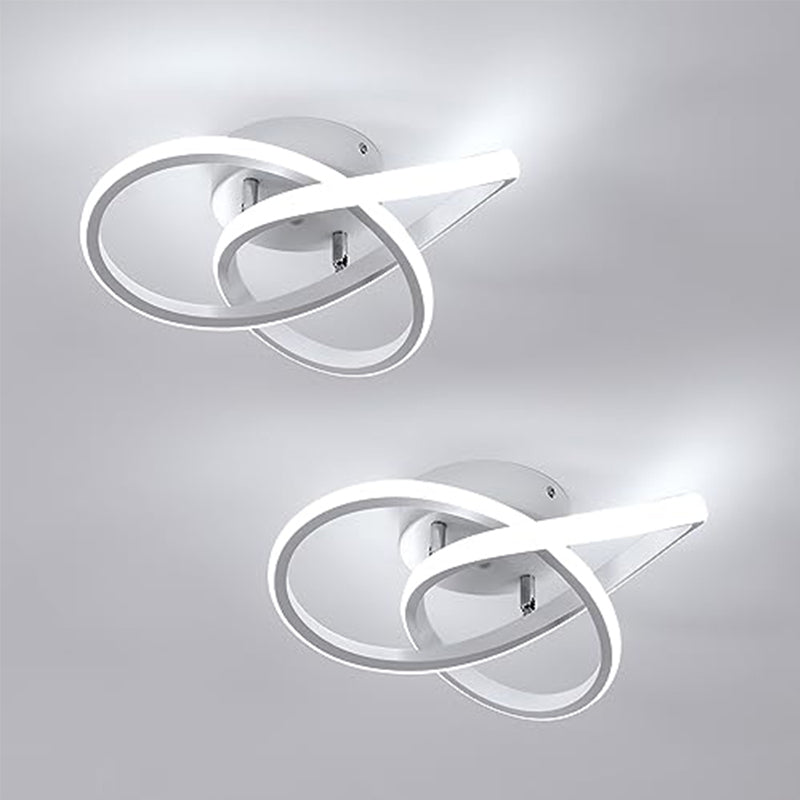 2PCS moderne LED-plafondlamp aluminium klavervorm plafondkroonluchter - wit, 30 * 10cm, 6500K wit licht, 30W