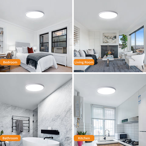 2 Stück ultradünne LED-Deckenleuchte, weiß, rund, 40 cm, 36 W, 6500 K, kaltweißes Licht, PVC