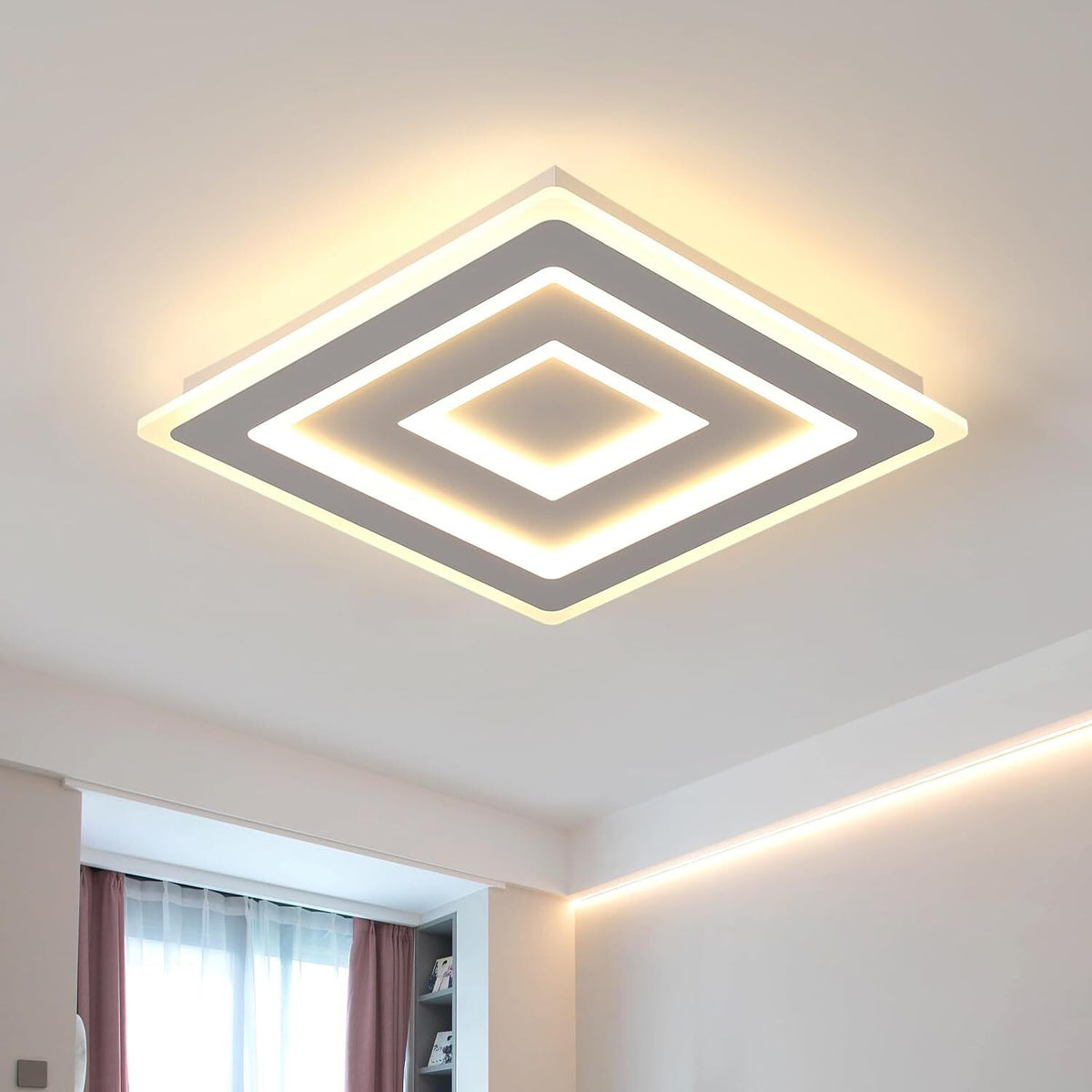 Ultracienka lampa sufitowa LED, biała, 52W, 3000K, ciepłe białe światło, akryl, 40*5 CM