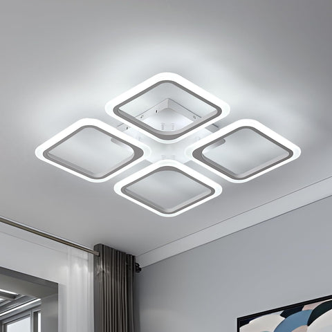 LED-Deckenleuchte, quadratisch, weiß * 4 Köpfe, Acryl, 46 W, 6500 K, kaltweißes Licht, für Wohnzimmer, Schlafzimmer
