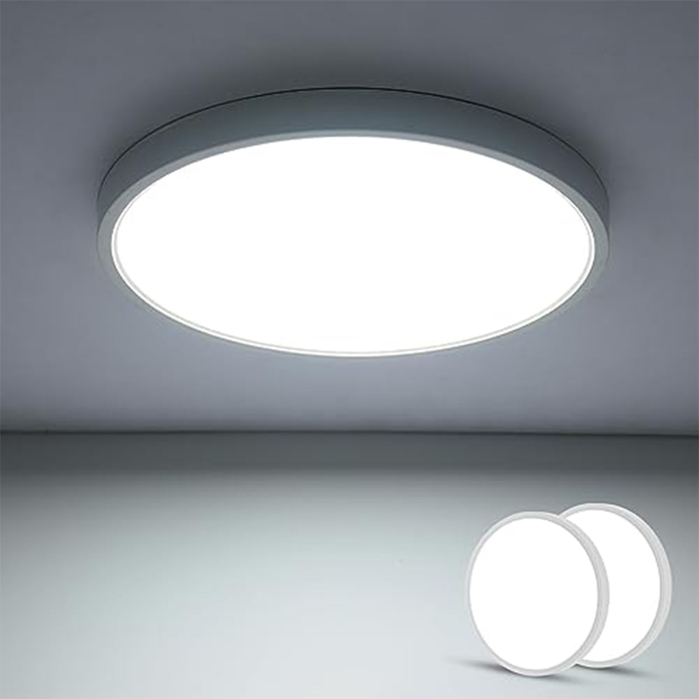 2 Stück ultradünne LED-Deckenleuchte, weiß, rund, 40 cm, 36 W, 6500 K, kaltweißes Licht, PVC