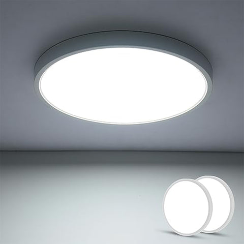 2 Stück ultradünne LED-Deckenleuchte, weiß, rund, 40 cm, 36 W, 6500 K, kaltweißes Licht, PVC