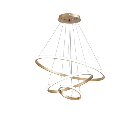 Lámpara Colgante Redonda Dorada 40W - Regulable con Control Remoto 3000K a 6500K - Araña Tricolor - Perfecta para Salón Dormitorio