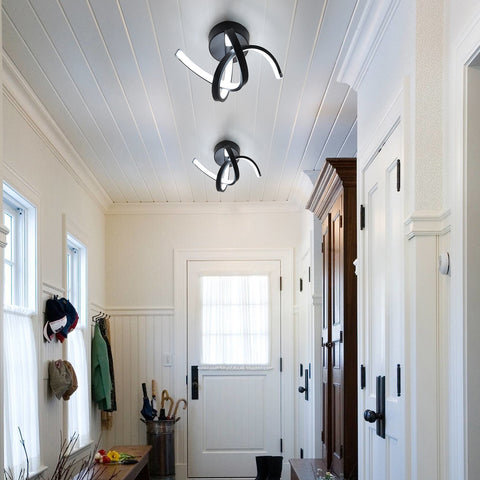 Aplique de pared interior, luces de pared LED de diseño curvo de 19 W, lámpara de pared acrílica moderna para dormitorio, sala de estar, hotel, escalera, pasillo, color negro, luz blanca fría