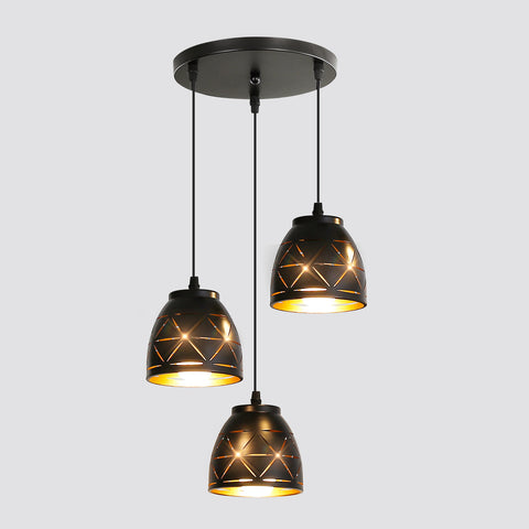 3 Lámparas Colgantes Retro, Lámpara De Araña Tallada Hueca Industrial, Lámpara De Techo De Metal Vintage E27, Iluminación para Sala De Estar Cocina Pasillo Restaurante Loft Café Bar